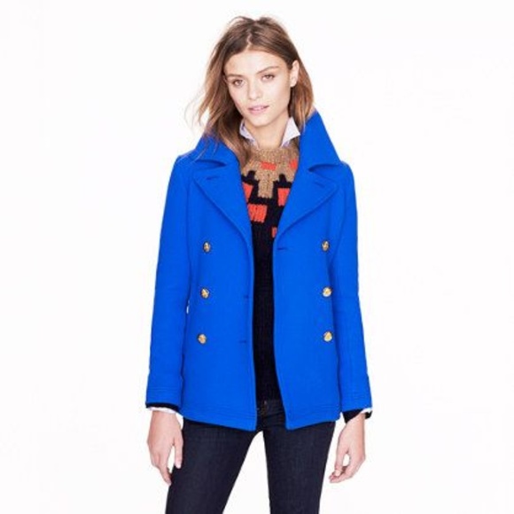 Manteau Peacoat J.Crew Majesty - Tissu Stadium Cloth Navy Blue - Taille 0 - Laine - Occasion Excellent état